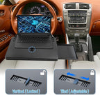 2 in 1 Steering Wheel Desk with Dual Slide Out Trays - Adjustable Laptop Holder for car with Tablet Slot Anti Slip Surface for Eating Writing Working Fit for Car SUV