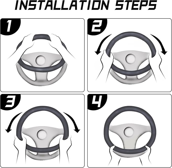 Car Steering Wheel Cover Universal 15 inch Auto Antislip Leather Protector Flower Grain Black