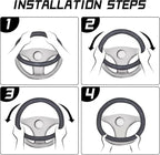 Car Steering Wheel Cover Universal 15 inch Auto Antislip Leather Protector Flower Grain Black