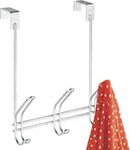 iDesign Classico Metal Over the Door Organizer, 3-Hook Rack for Coats, Hats, Robes, Towels, Jackets, Purses, Bedroom, Closet,