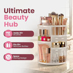 Masirs 360 Rotating Makeup Organizer for Vanity, Adjustable Shelf Height, Large Capacity Cosmetic and Skincare Storage, Lazy 