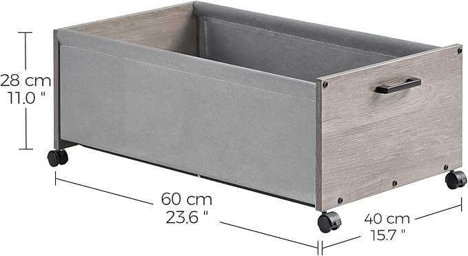 Under Bed Storage with Wheels, Wooden Under Bed Drawers On Wheels, Rolling Under Bed Shoe Storage, Space Saving,Grey,70L