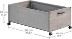 Under Bed Storage with Wheels, Wooden Under Bed Drawers On Wheels, Rolling Under Bed Shoe Storage, Space Saving,Grey,70L