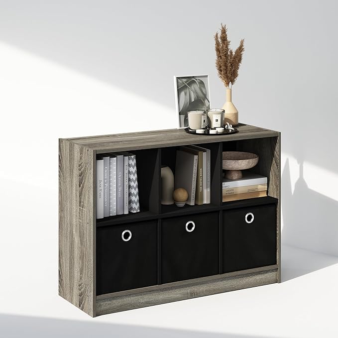 Furinno Cubic Closet Organizers and Storage, 6-Cube Closet Organizer with Bins, Open Shelf Storage, for Wardrobe, Bedroom, Li