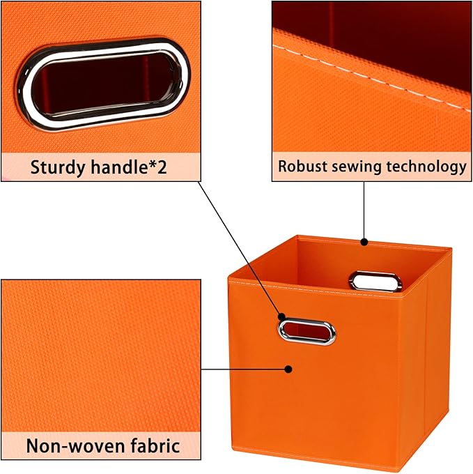 Fabric storage bins Cubes, Fabric Cube Organizer with Handle, Foldable Cube Bins for Cloth or Accessary Storage, 11x11x11, Se