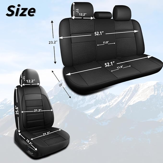 Seat Covers, Car Seat Covers Front Seats, Leather 3D Foam Back Support Car Seat Cover, Air Mesh Automotive Seat Covers, Airba