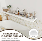 Fun Memories 12 Inch Deep Floating Shelves, 67 Inch Long Extra Large Floating Shelves Set of 2, Rustic Wood Wall Shelves for 