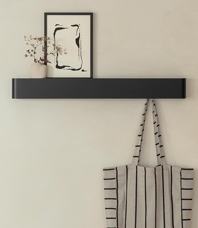 Kazai.® Coat Rack Wall Mount with Shelf 'Tone' | Modern Design Coat Hanger with Hidden Hooks and Storage | Hat Rack with Shel