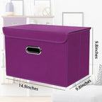 STOREONE Fabric Storage Cube Bins Foldable Organizer Container Collapsible Basket with Lids and Metal Handles, for Home, Bedr