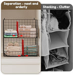 Jautokerdar 4 Tier Hanging Closet Organizer with Dividers,Extra Large Storage Hanging Shelf with 5 S Hooks 4 Dividers,Hang on