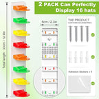 Haiou 2 Pack Hat Organizer for Baseball Caps Strong Adhesive Hat Rack for Wall Multilayer Hat Storage Display Holder Wall Mou