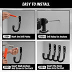 Heavy Duty Garage Storage Hooks, 12-piece Bike Hooks for Garage Wall, Utility Garage Hooks, Wall Mount J Hook for Hanging, La