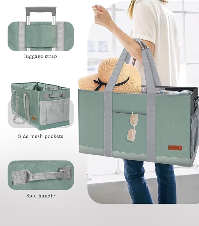 WONDAY Extra Large Utility Tote Bag - Standing Reusable Grocery Bag with Handle