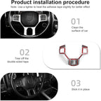 CheroCar for Dodge RAM Steering Wheel Cover Trim Interior Decoration Accessories for 2010-2017 Dodge RAM (Carbon Fiber)