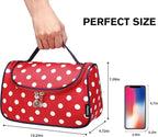 Yeiotsy Travel Cosmetic Bag for Women – Polka Dot Makeup Bag Organizer & Hanging Toiletry Bag