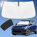 Sun Shade Sunshade for Jeep Compass 2017-2025 Windshield Cover, 4-Layer Front Window Shade Custom fit Compass Sun Visor 240T Retractable Shield Shade Blocks UV Rays Cooler Car Accessories
