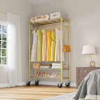 VIPEK R3 Heavy Duty Clothes Rack with Lockable Wheels, Rolling Portable Closet with Adjustable Shelves & Hanging Rod & Side H