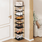 LUCKNOCK Vertical Shoe Rack, 8-Tier Tall Narrow Shoe Organizer for Entryway, Closet, Dorm & Small Spaces, Freestanding Wooden