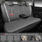 CAR PASS Bling Car Seat Covers Full Set, Shining Glitter Rhinestone Diamond Waterproof Faux Leather Interior Sets Universal Fit Automotive Glitter Crystal Sparkle Strips for Cute Women Girl, Gray