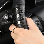 West Llama Microfiber Leather Car Steering Wheel Cover for Men Women,Universal Fit 15.5-16 inch(Leather Nails-Black-Large Siz