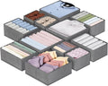 homyfort 12 Pack Dresser Drawer Organizers and Storage Bins for Clothing, Baby Clothes, Bra, Underwear, Socks (Grey)