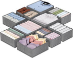homyfort 12 Pack Dresser Drawer Organizers and Storage Bins for Clothing, Baby Clothes, Bra, Underwear, Socks (Grey)