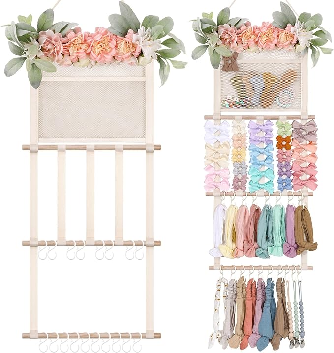 POVETIRE Headband Holder Hair Bows Organizer for Girls, Hair Accessories Display Storage Wall Hanging Decor for Baby Nursery 