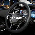 Steering Wheel Cover for Dodge Ram 1500, Ram 2500, Ram 3500, Fit 15.5-16" Wheels (Black-Half Carbon Fiber)