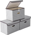STOREONE Fabric Storage Cube Bins Foldable Organizer Container Collapsible Basket with Lids and Metal Handles, for Home, Bedr