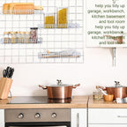 Blulu 4 Pcs 15.75 x 5.91 x 1.97 Inch Metal Grid Wall Baskets with Hooks Grid Wall Shelves Hanging Wire Basket Multi Function 