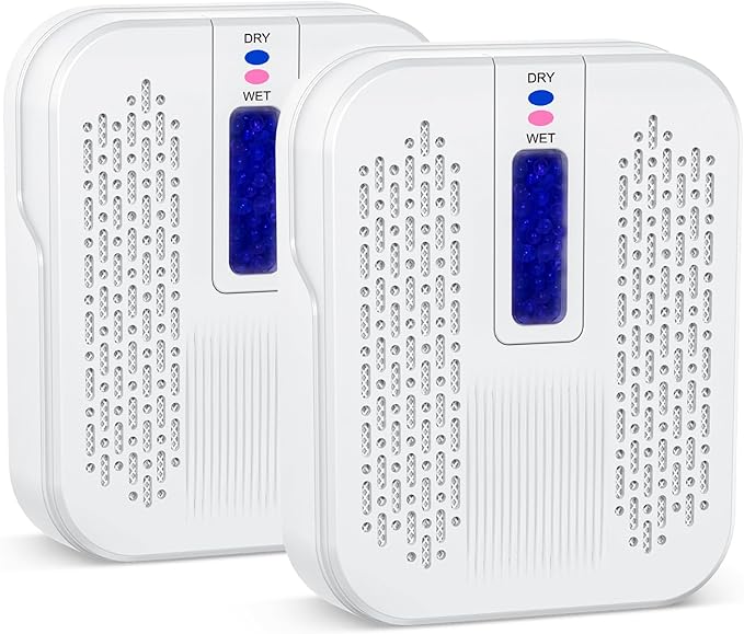 Rechargeable Small Dehumidifier, Pack of 2, Portable Mini Dehumidifier for Bathroom, Highly Efficient Dehumidification,