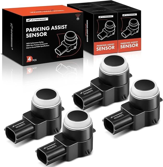 A-Premium 4-PC Reverse Backup Parking Aid Assist Sensor Compatible with Chevy, GMC, Buick, Cadillac & Saturn Models - Silvera