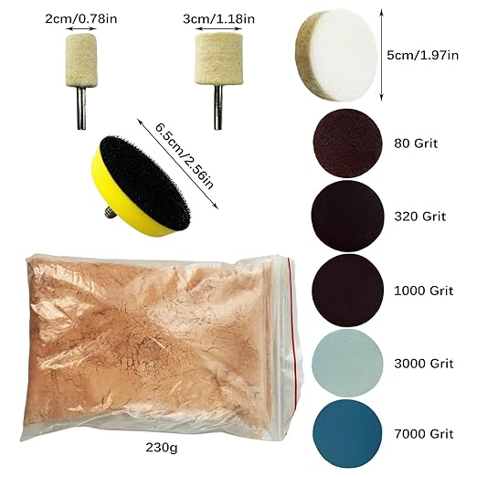 34Pcs Glass Polishing Kit, Multifunctional Scratch Remover Window Repair Tool for Window Repair, with Felt Polishing Wheel Po