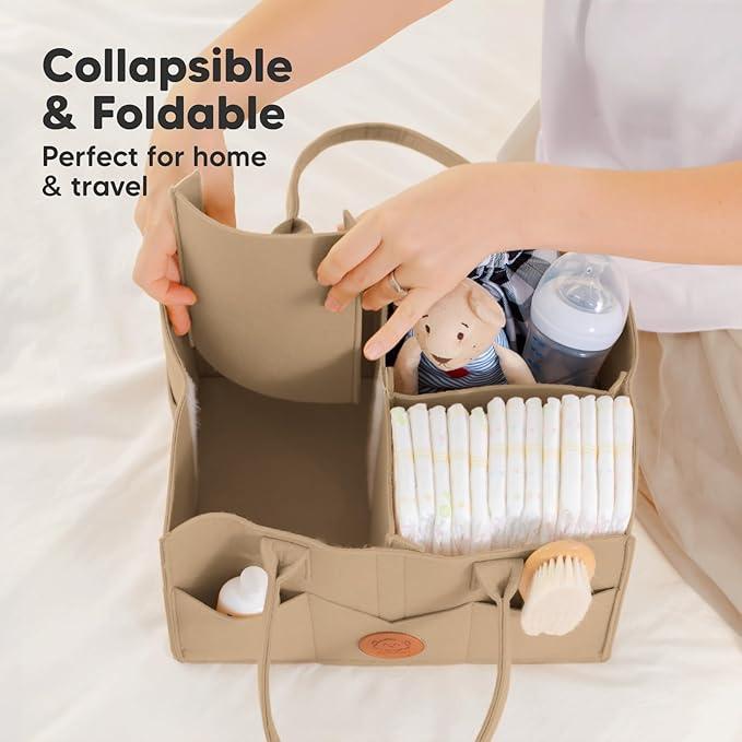 KeaBabies Baby Diaper Caddy Organizer with Handle - Portable Baby Car Organizers and Storage for Nursery, Changing Table, Lar