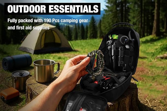 Survival First Aid Kit, 190 Pcs Survival Gear and Medical Supplies, Military IFAK EMT Molle Tactical Pouch for Outdoor, Campi
