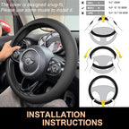 PINCTROT Nappa Leather Steering Wheel Cover, Slim Fit No Bulk Design, One Piece Leather with Breathable Perforation, Fit Like