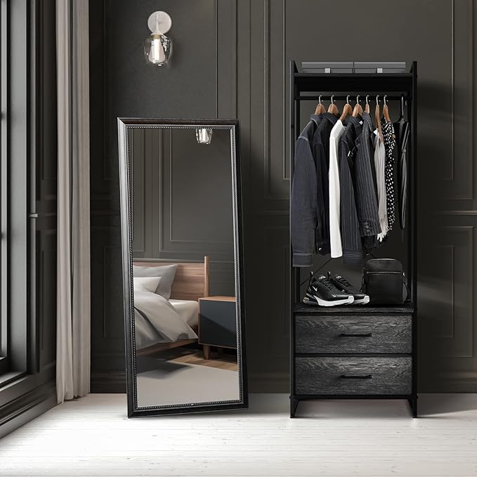 Sorbus Clothing Rack with Drawers - Clothes Stand Dresser - Wood Top, Steel Frame, & Fabric Drawers - Tall Closet Storage Org