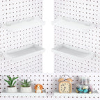 Blulu 4 Pcs Pegboard Shelves, 10 x 4 Inch Metal Heavy Duty Wall Mounted Pegboard Shelf Tray Accessories with Lip for Craft Ro