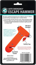 Be Smart Get Prepared 3-in-1 Auto Emergency Escape Hammer - Includes Glass Breaker, Seat Belt Cutter & Flat Hammer - Compact 