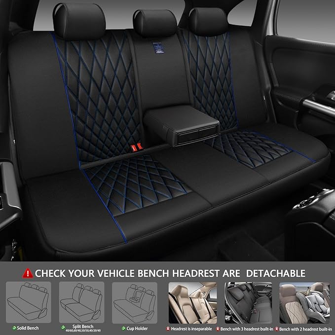 CAR PASS Piping Luxury Leather Seat Covers Full Set,5 Seats Anti-Slip Waterproof Seat Covers Compatible with Front Armrests,U