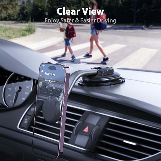 Magnetic Phone Holder for Car, [ Powerful Magnets & Military-Grade Suction] Car Phone Holder Mount Dashboard Windshield Cell Phone Holder Phone Stand for Car iPhone Android Automobile Cradle (Gray)