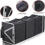 Homeve Trunk Organizer, Car Storage, Reinforced Handles, Collapsible Multi-Compartment, Foldable, Waterproof, Sturdy, 600D Oxford Polyester For Car, SUV, Mini-Van, Black-Large, 3 Compart