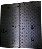 Wall Control Kitchen Pegboard Organizer Pots and Pans Storage Rack Organization Kit with Black Pegboard and Black Accessories