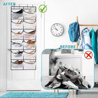 2 Packs Over the Door Shoe Organizer, 24 Extra Large Mesh Pockets Hanging Shoe Boots Rack Holder, Closet Hanging Organizers f