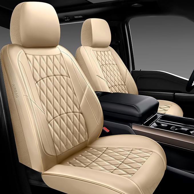 NS YOLO Leather Car Seat Covers,Universal Fit for Most Cars,SUVs and Sedans,Waterproof Luxury Leatherette Cushions, 5 Seats P