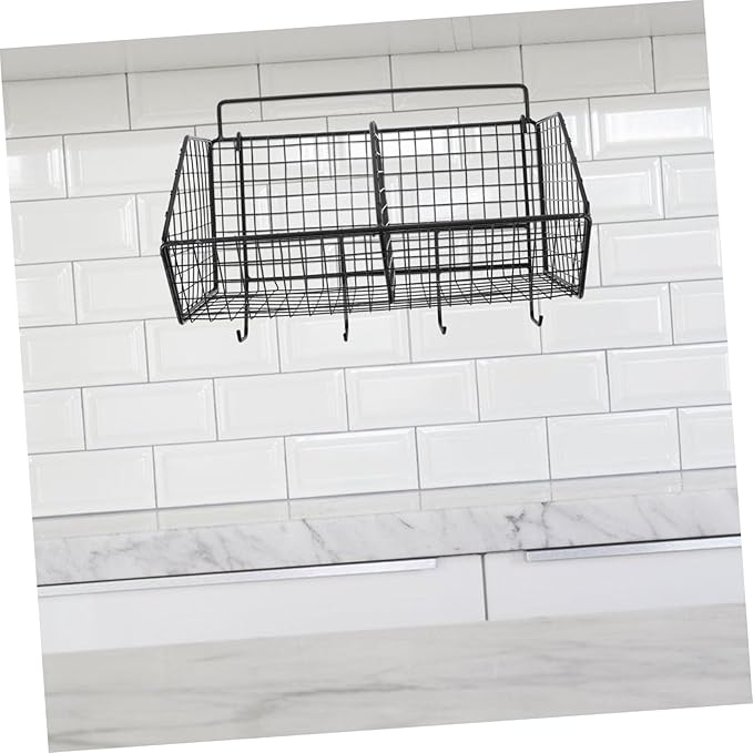 Amosfun Kitchen Wall Organizer Wire Basket for Fruits and Vegetables Divided Storage Rack Space Saving Design for Kitchen Sea