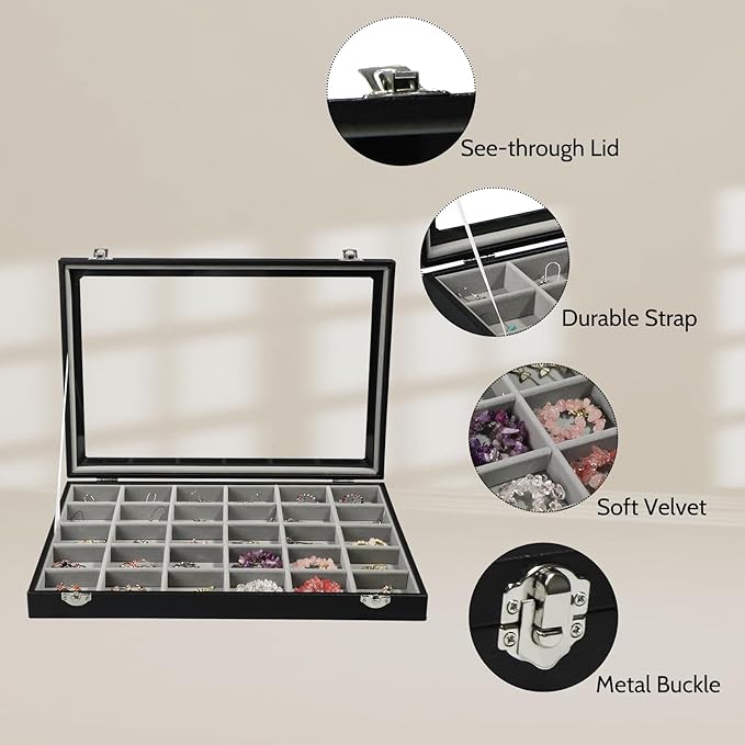 Stratalife Jewelry Organizer Earring Holder Jewelry Tray Earring Storage Organizer Display Rock Collection Box Jewelry Storag