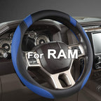West Llama Customized Auto Car Steering Wheel Cover for Dodge RAM 1500 2500 3500, 15.5-16 inch (Black+Blue-Large Size)