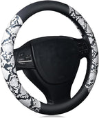 ZHOL Snake Skin Steering Wheel Cover, Universal 14.5-15 inch Breathable Microfiber Leather Anti-Slip Car Steering Wheel Prote