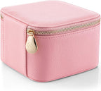 Vlando Travel Jewelry Box for Women,Faux Leather Jewelry Case with 6 Velvet Jewelry Zipper Pockets,Gift Ideas for Women Wife 